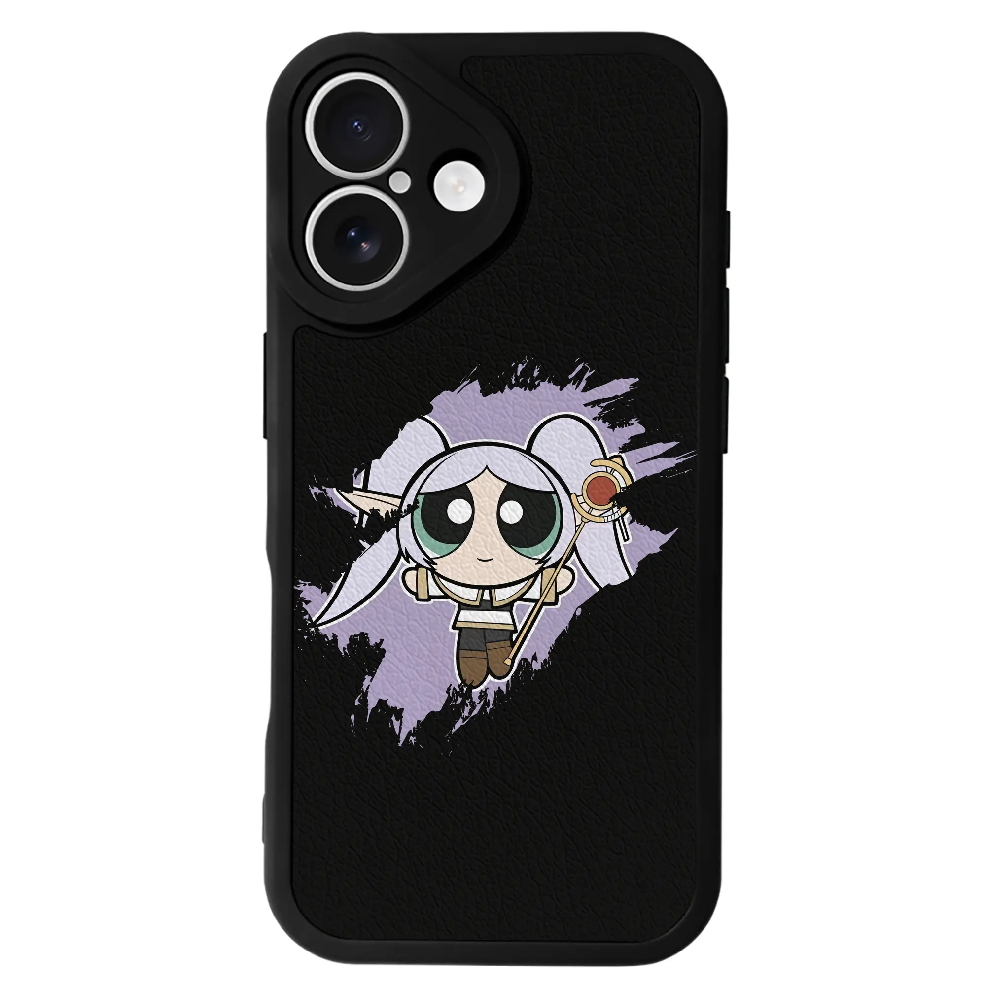 葬送のフリーレン（Frieren） グッズ,フリーレン（Frieren） - IPhone 16シリーズ対応 ・ シリコンスマホケース ・ レザー調 ・ 高精度フィット ・ 耐衝撃 ・ ワイヤレス充電対応 ・ 精密カット